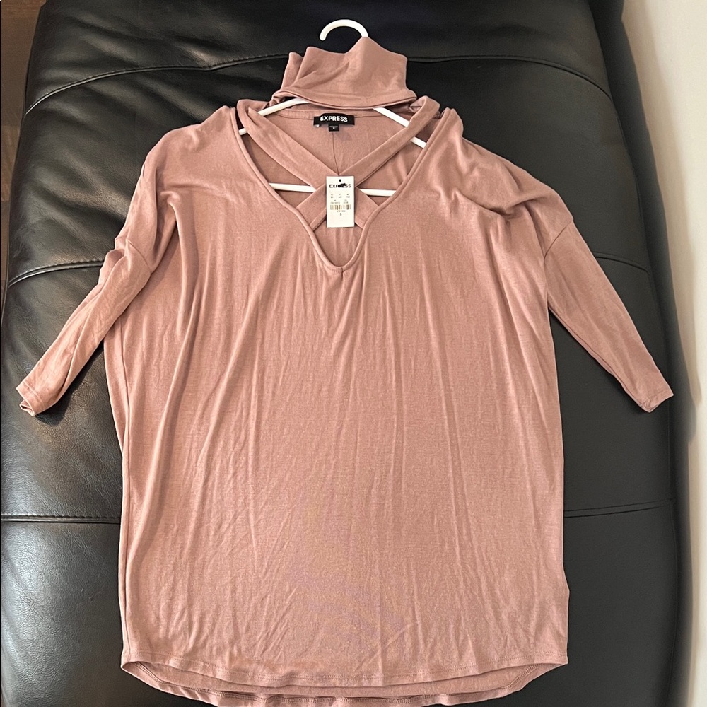 Express Mauve Strappy V-Neck Top